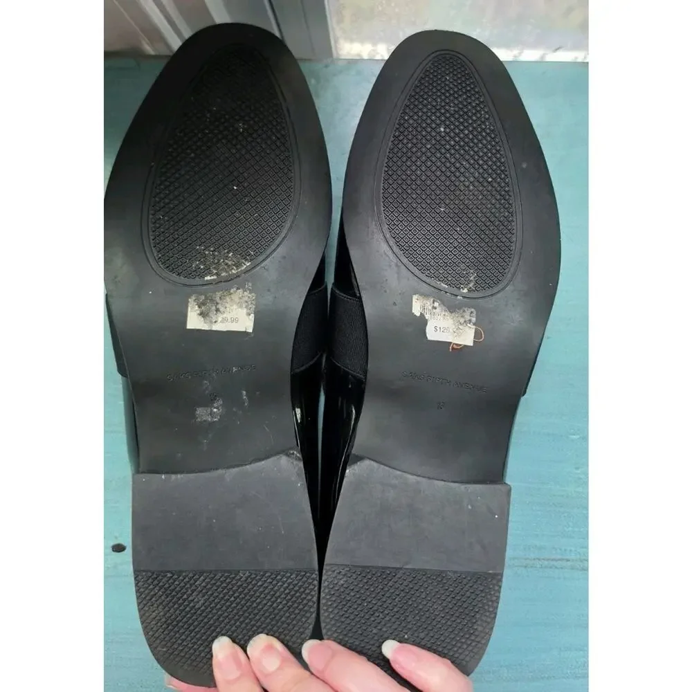 Saks Fifth Avenue Paris Mens Dress Shoes Black Patent Leather Shine Lux $129 New
